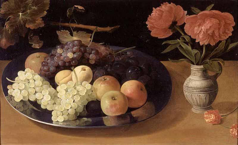 Jacob van Es Still-Life of Grapes, Plums and Apples oil painting picture